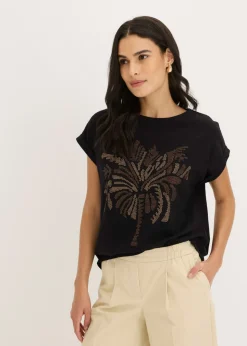 Camiseta de algodón con aplicación de tachuelas