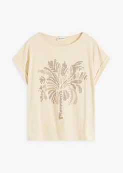 Camiseta de algodón con aplicación de tachuelas