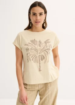 Camiseta de algodón con aplicación de tachuelas