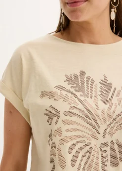 Camiseta de algodón con aplicación de tachuelas