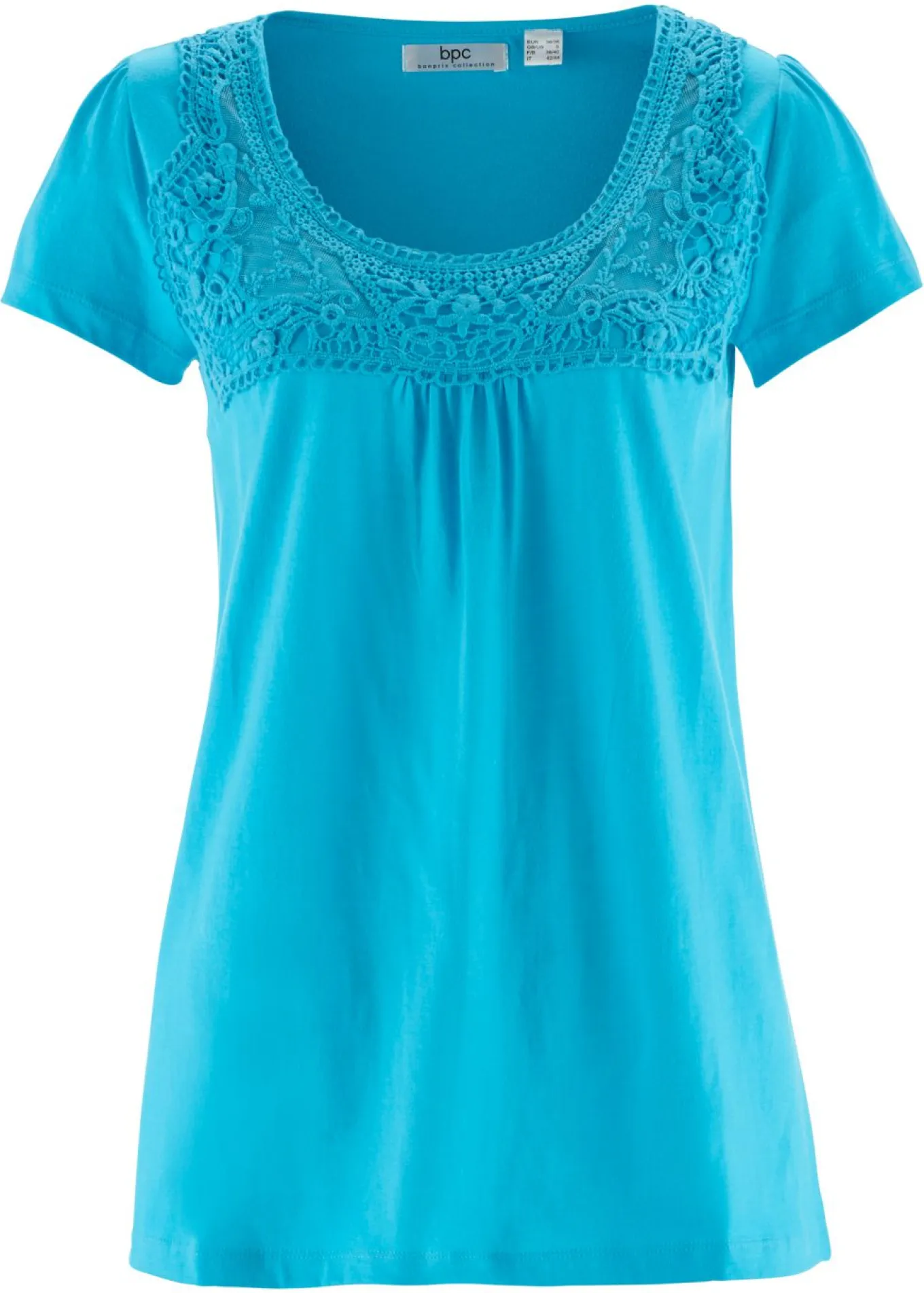 Camiseta de algodón con encaje y manga corta