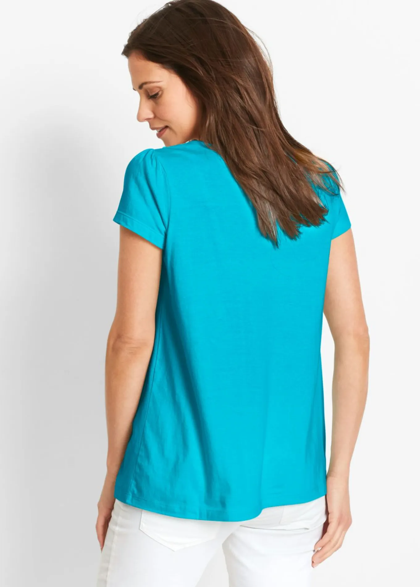 Camiseta de algodón con encaje y manga corta