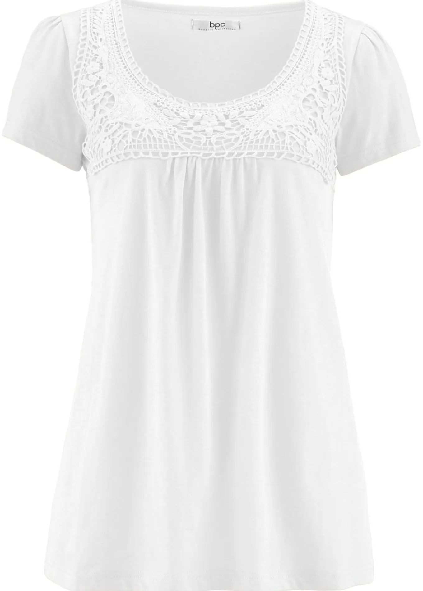 Camiseta de algodón con encaje y manga corta