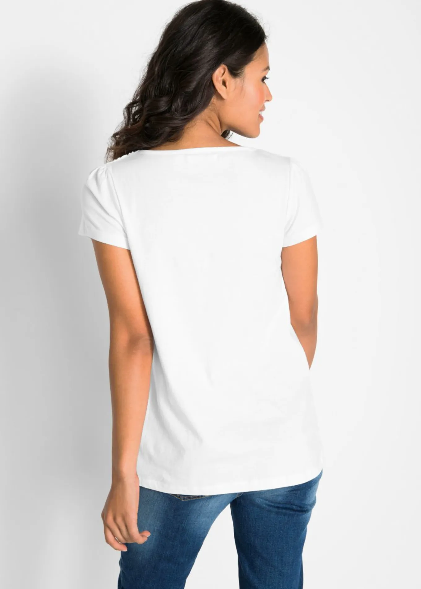 Camiseta de algodón con encaje y manga corta