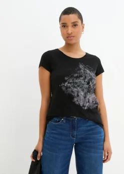 Camiseta de algodón e hilo flameado con manga corta