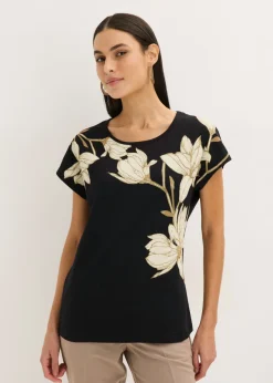 Camiseta de algodón orgánico con estampado de flores