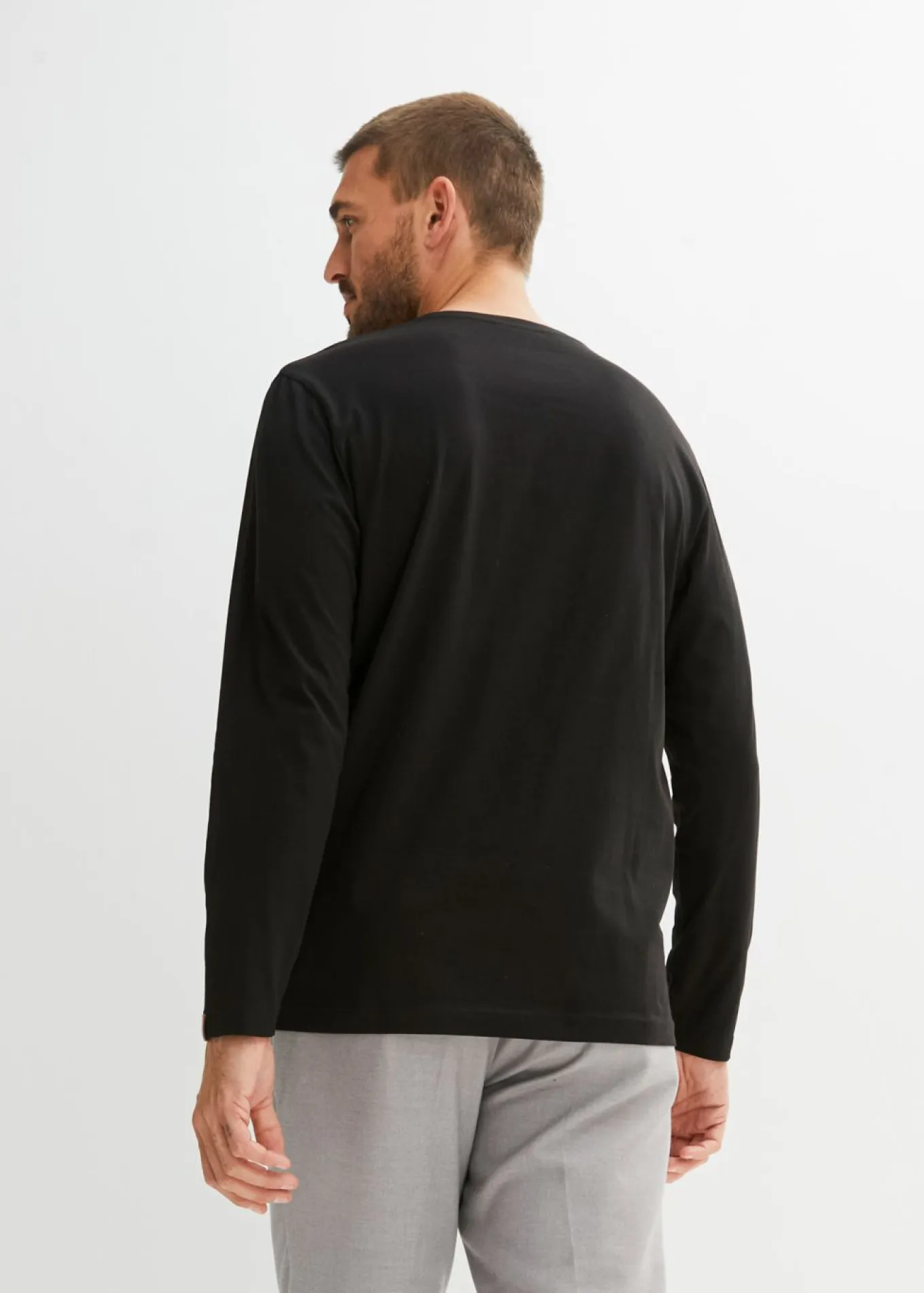 Camiseta de algodón orgánico puro con manga larga y cuello henley (2 unidades)