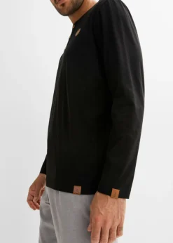 Camiseta de algodón orgánico puro con manga larga y cuello henley (2 unidades)