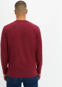 Camiseta de algodón orgánico puro con manga larga y cuello henley (2 unidades)