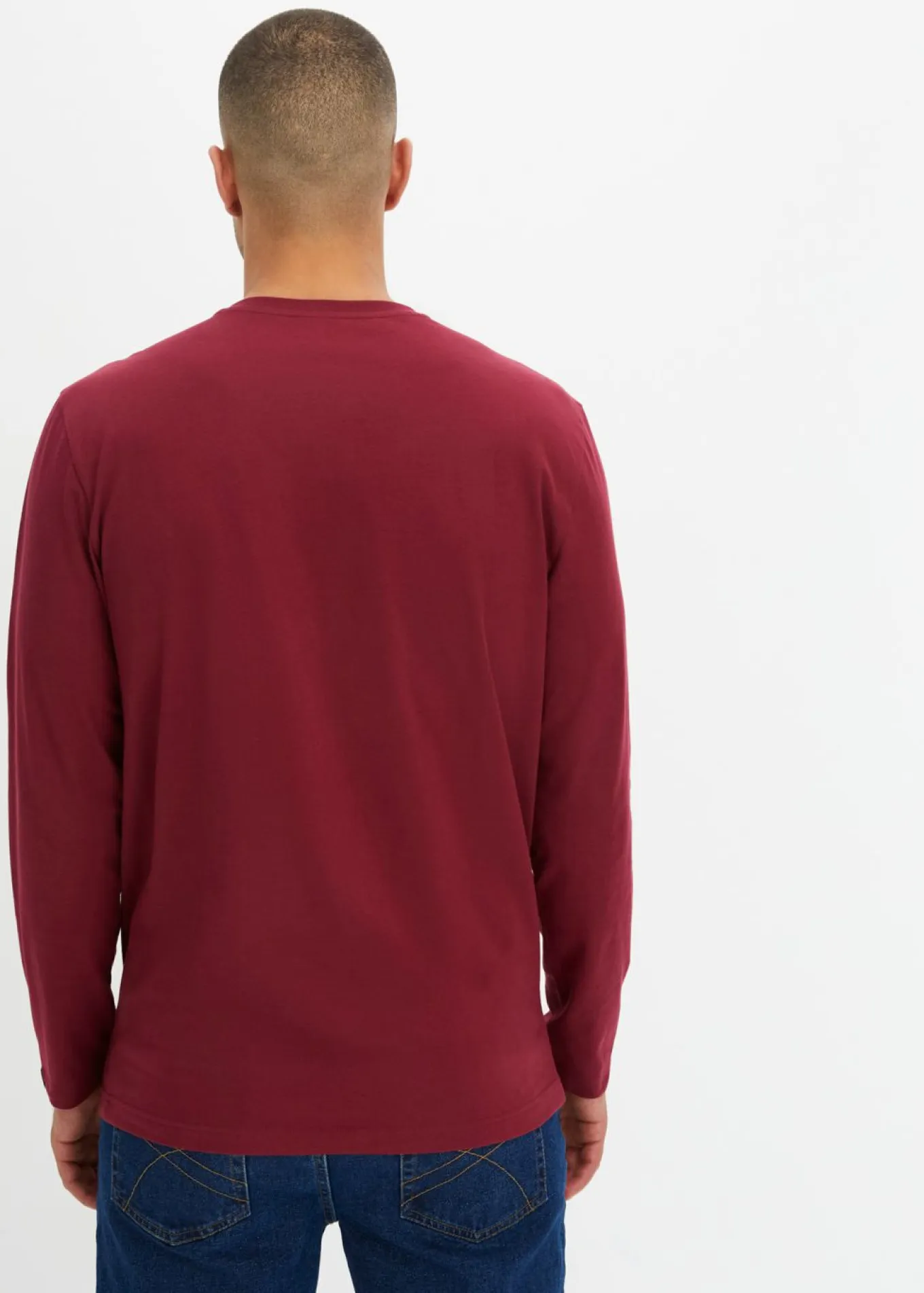 Camiseta de algodón orgánico puro con manga larga y cuello henley (2 unidades)
