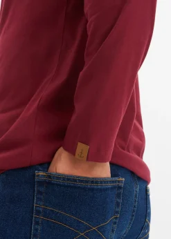 Camiseta de algodón orgánico puro con manga larga y cuello henley (2 unidades)