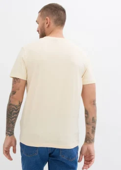 Camiseta de algodón orgánico puro con cuello henley (3 unidades)