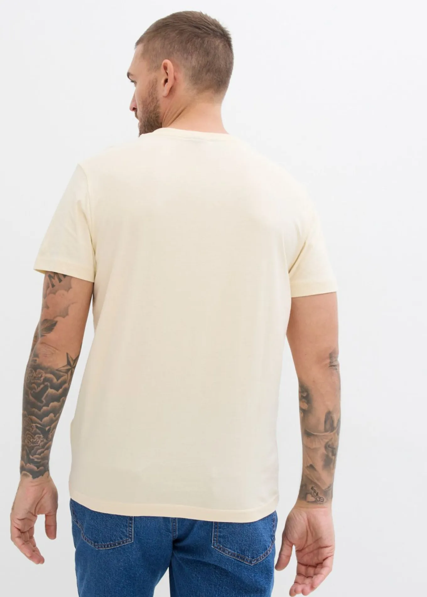 Camiseta de algodón orgánico puro con cuello henley (3 unidades)
