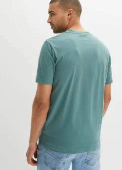 Camiseta de algodón orgánico puro con cuello henley (2 unidades)