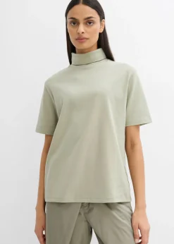 Camiseta de algodón orgánico puro con cuello alto
