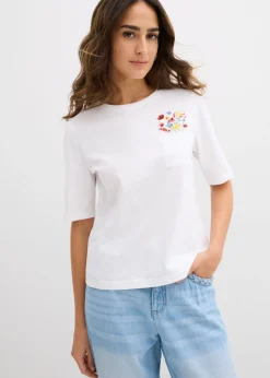 Camiseta de algodón orgánico puro con bordado