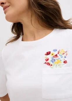 Camiseta de algodón orgánico puro con bordado