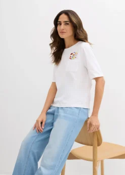 Camiseta de algodón orgánico puro con bordado