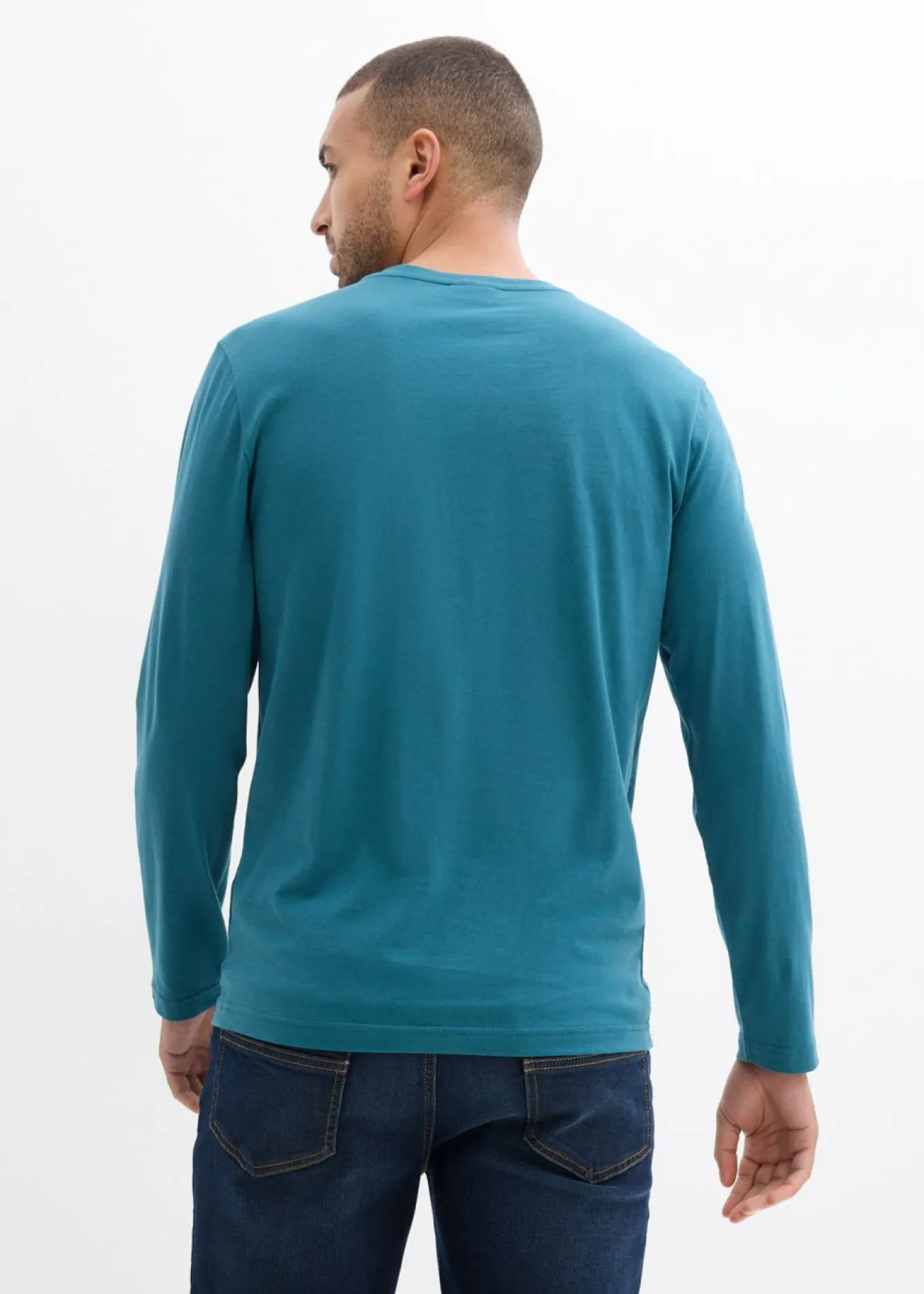 Camiseta de algodón orgánico puro con manga larga y cuello henley (2 unidades)