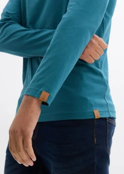 Camiseta de algodón orgánico puro con manga larga y cuello henley (2 unidades)