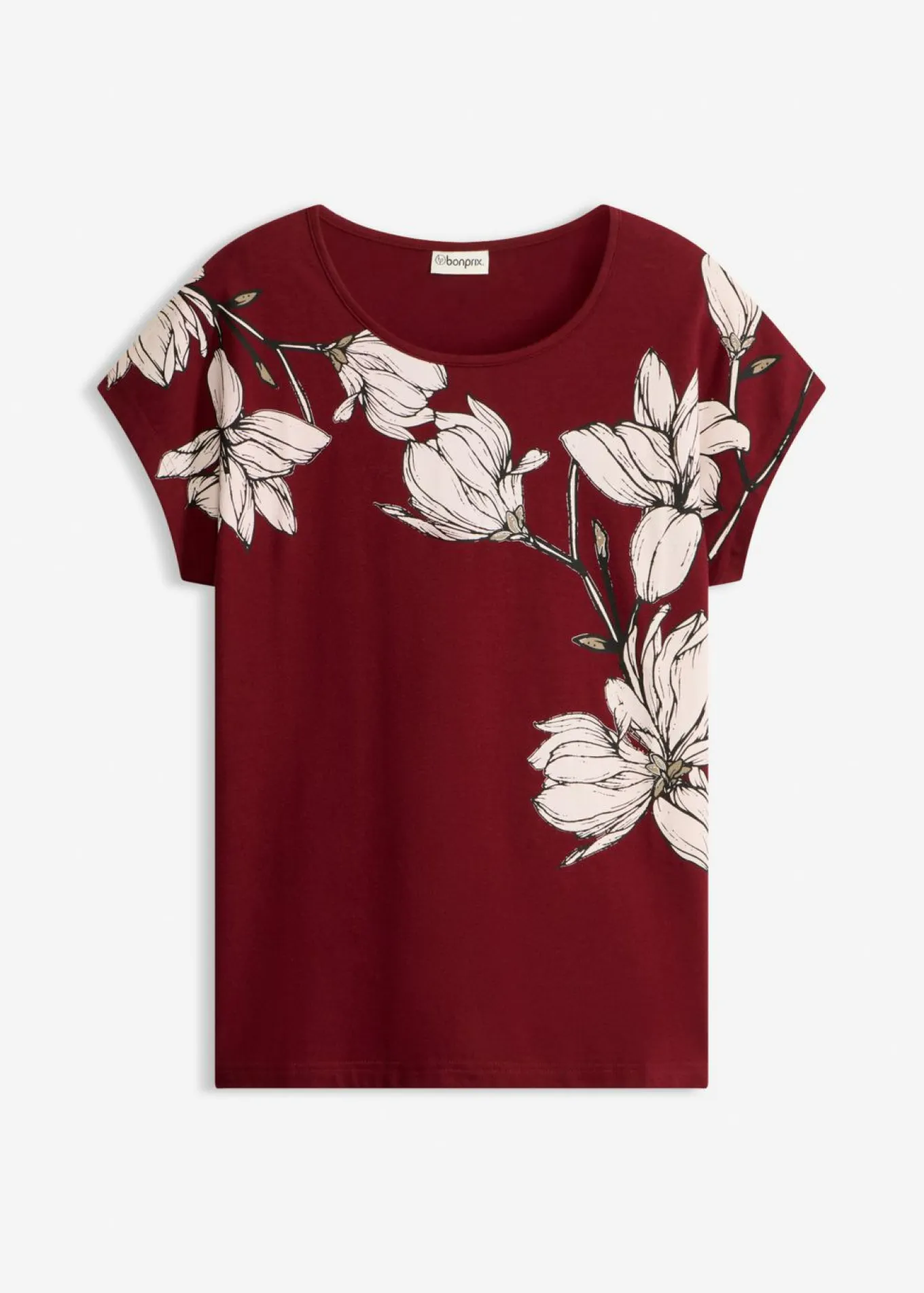 Camiseta de algodón orgánico con estampado de flores