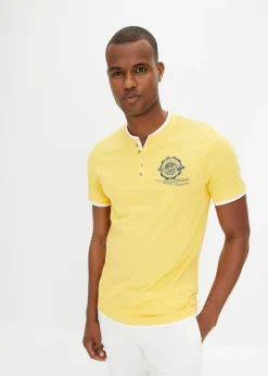 Camiseta de algodón orgánico puro con cuello henley y manga corta (2 unidades)