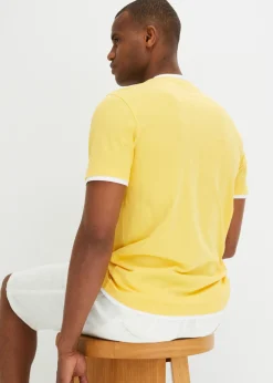 Camiseta de algodón orgánico puro con cuello henley y manga corta (2 unidades)