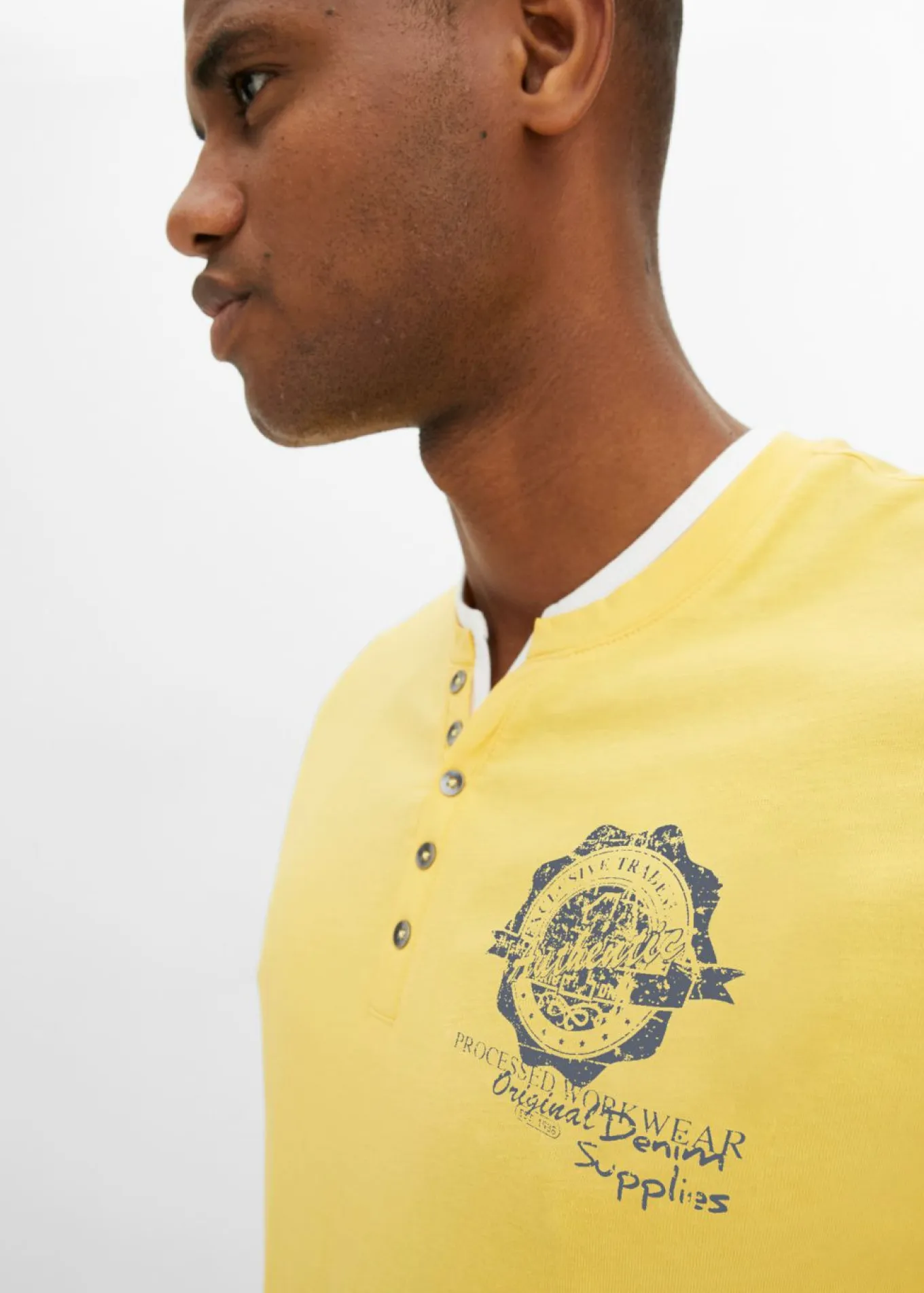 Camiseta de algodón orgánico puro con cuello henley y manga corta (2 unidades)