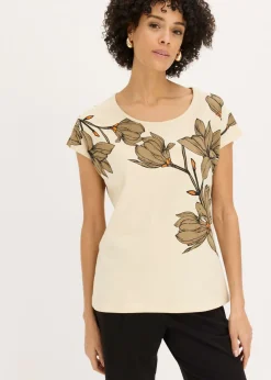 Camiseta de algodón orgánico con estampado de flores