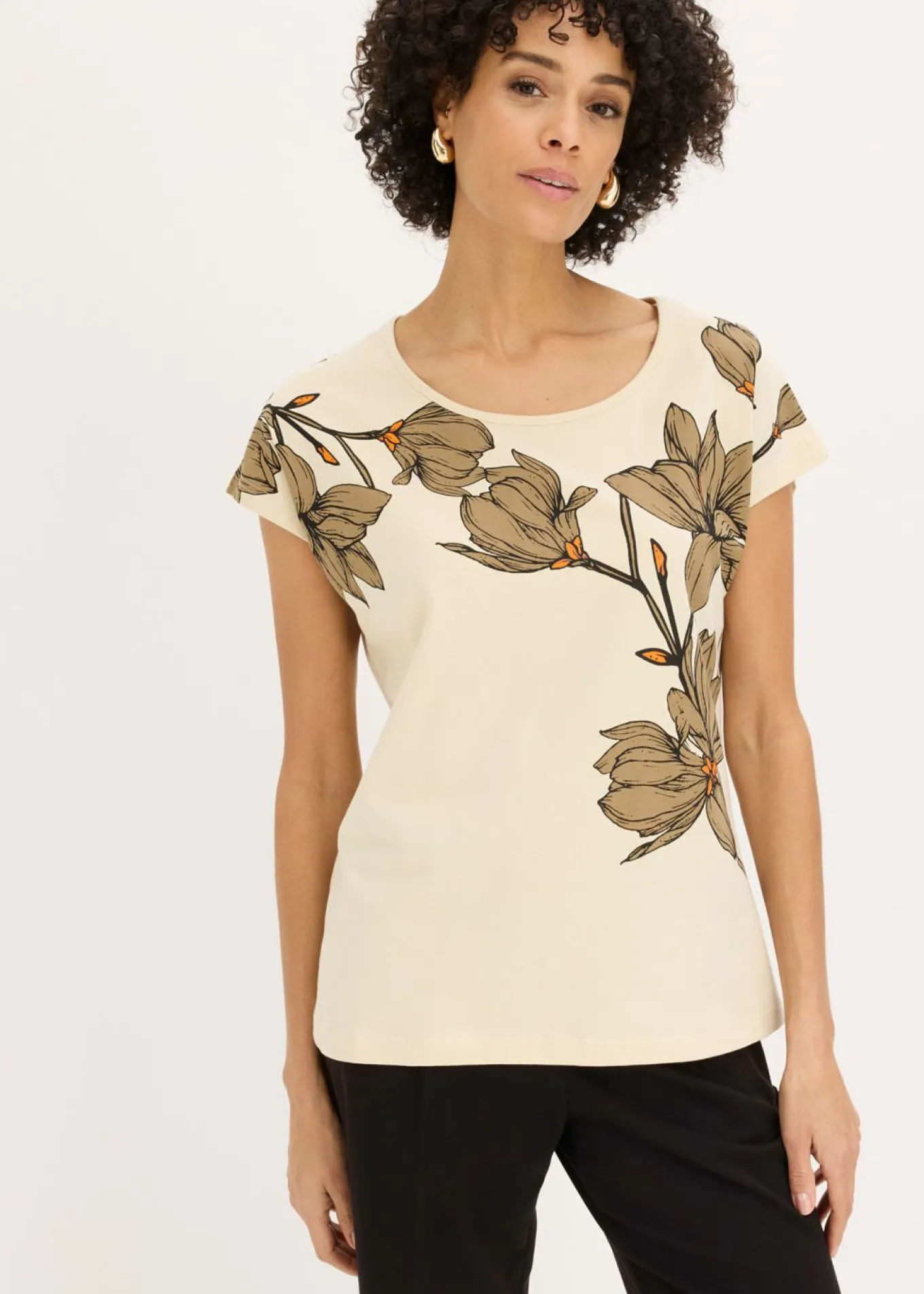 Camiseta de algodón orgánico con estampado de flores