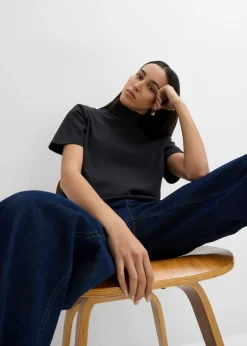 Camiseta de algodón orgánico puro con cuello alto
