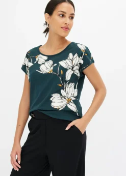 Camiseta de algodón orgánico con estampado de flores