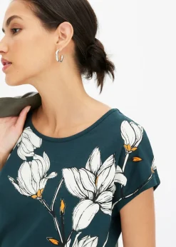 Camiseta de algodón orgánico con estampado de flores