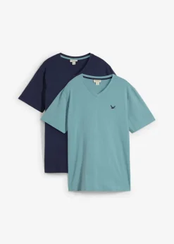 Camiseta de algodón orgánico puro con escote en V (2 unidades)