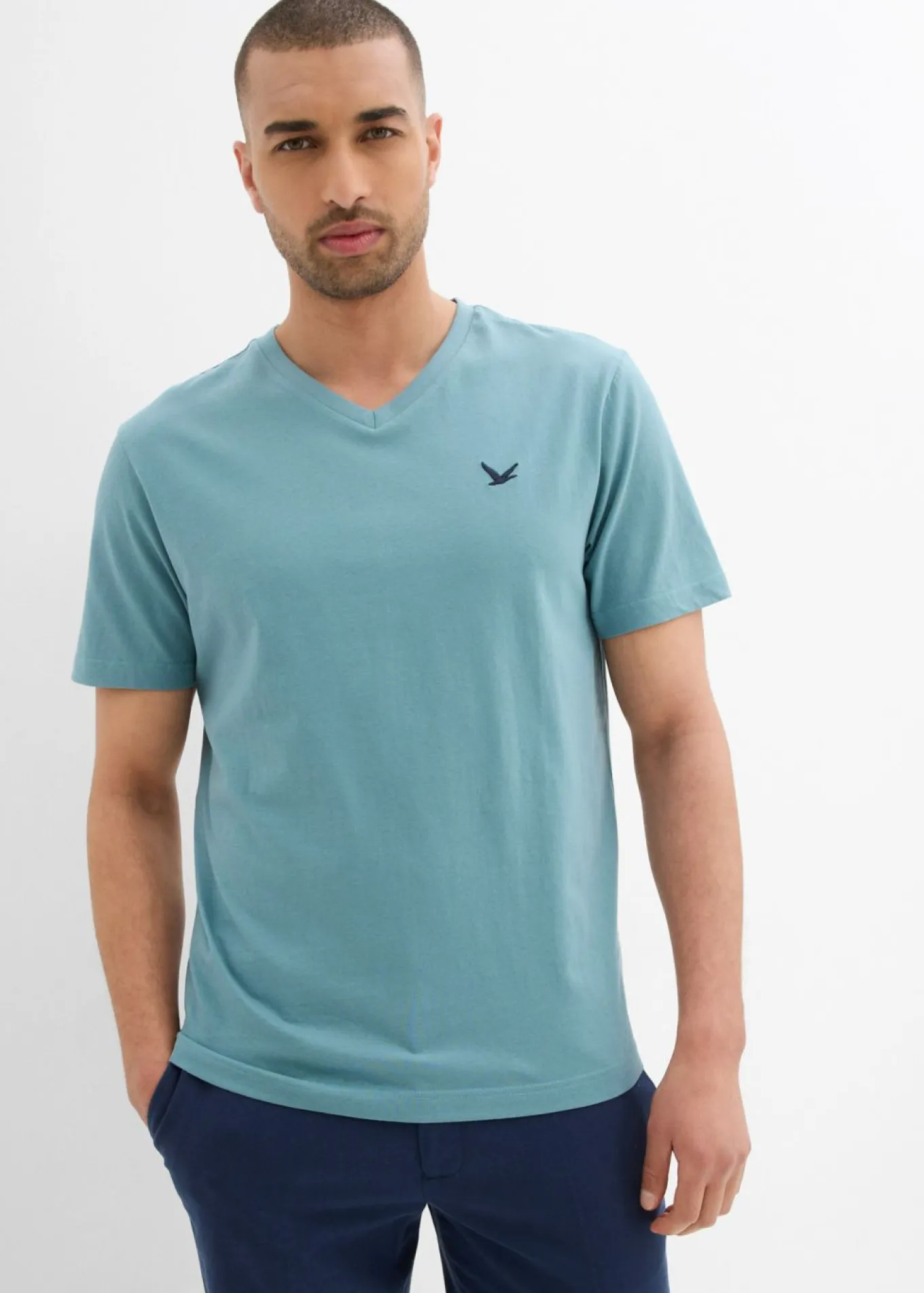 Camiseta de algodón orgánico puro con escote en V (2 unidades)