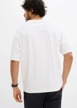 Camiseta de algodón orgánico puro con corte holgado y estampado 3D
