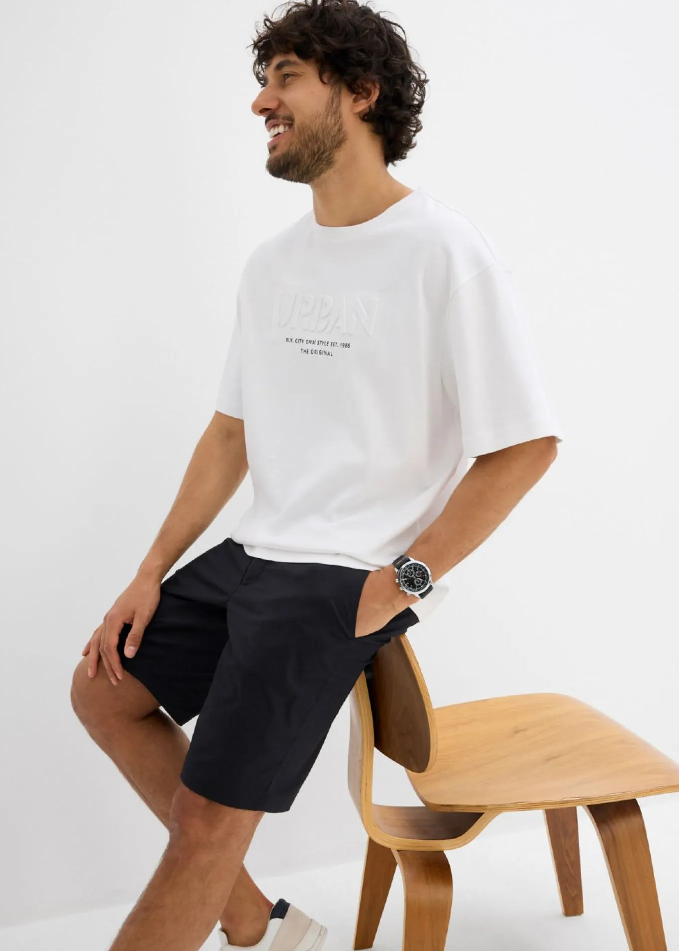 Camiseta de algodón orgánico puro con corte holgado y estampado 3D