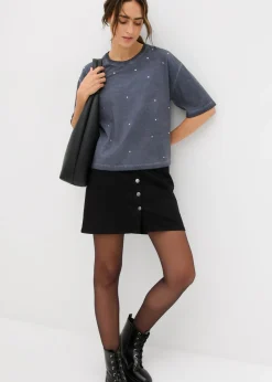 Camiseta de algodón puro con piedras brillantes