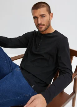 Camiseta de algodón puro con cuello henley (2 unidades)
