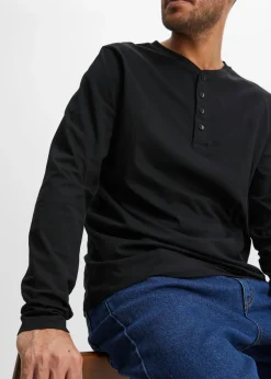 Camiseta de algodón puro con cuello henley (2 unidades)