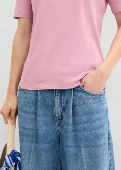 Camiseta de canalé de algodón puro