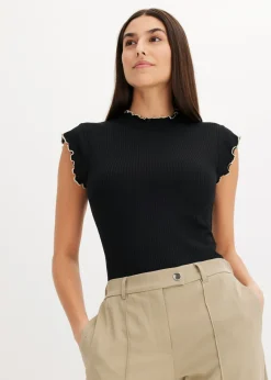 Camiseta de canalé de mezcla de viscosa