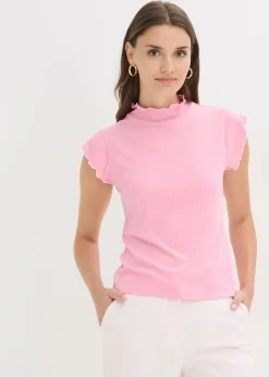 Camiseta de canalé de mezcla de viscosa