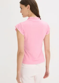 Camiseta de canalé de mezcla de viscosa