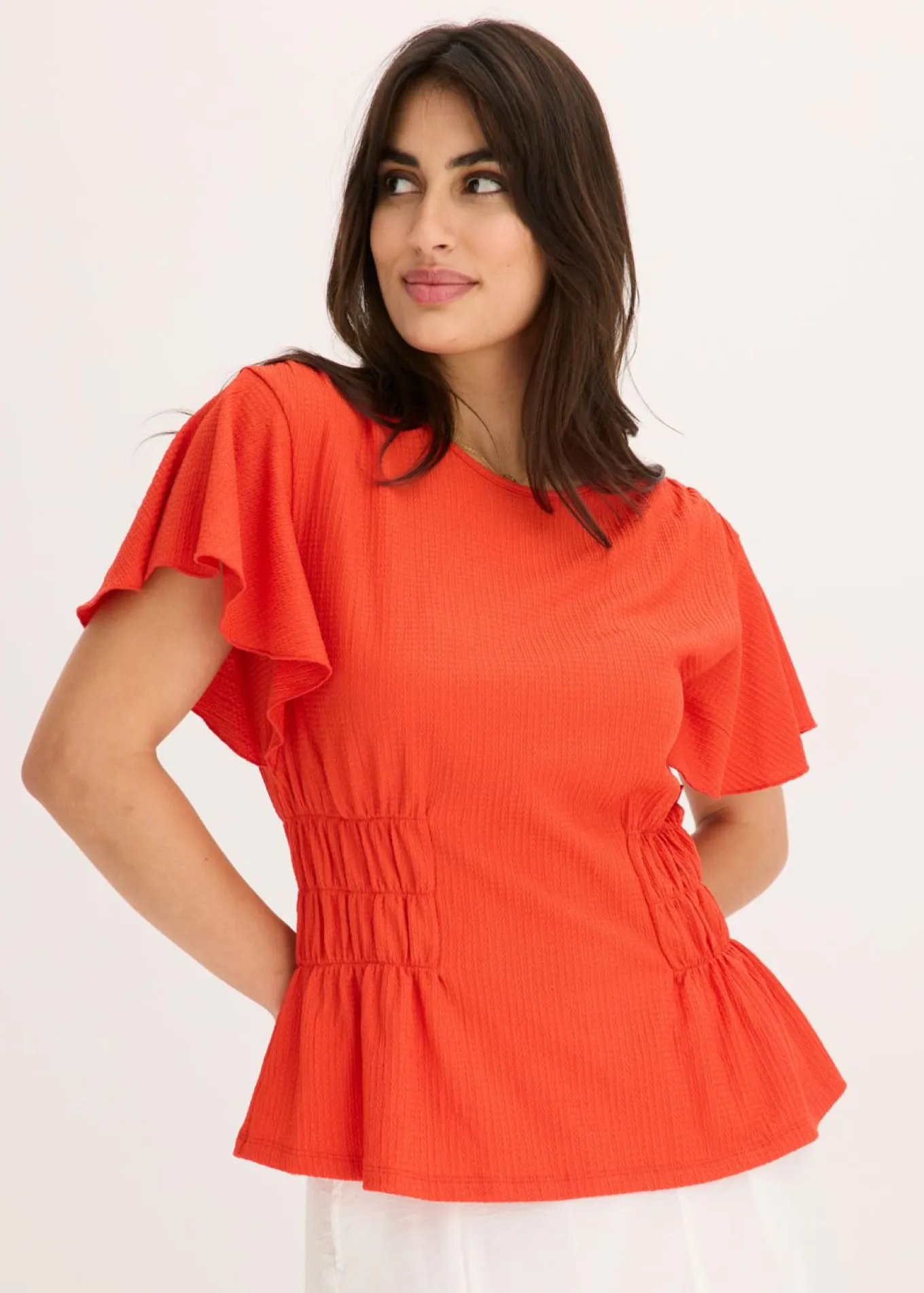 Camiseta de crepé de punto con nido de abeja