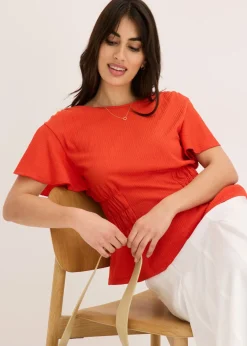 Camiseta de crepé de punto con nido de abeja