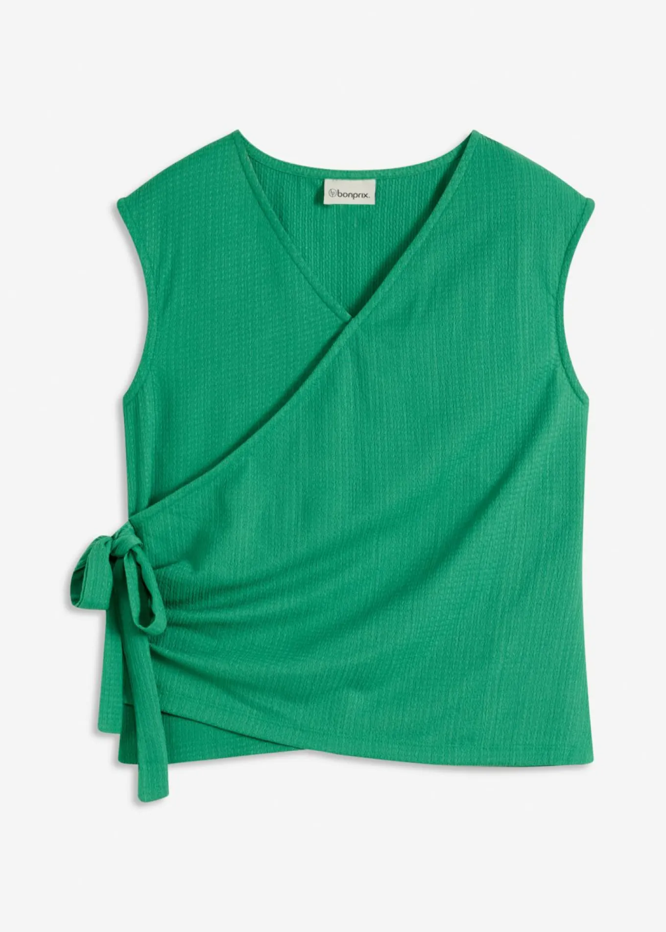 Camiseta de crepé de punto con aspecto cruzado