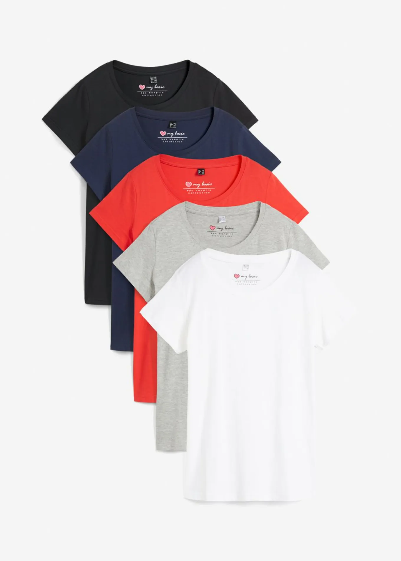 Camiseta de cuello redondo y manga corta (5 unidades)