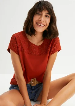 Camiseta de encaje de viscosa suave