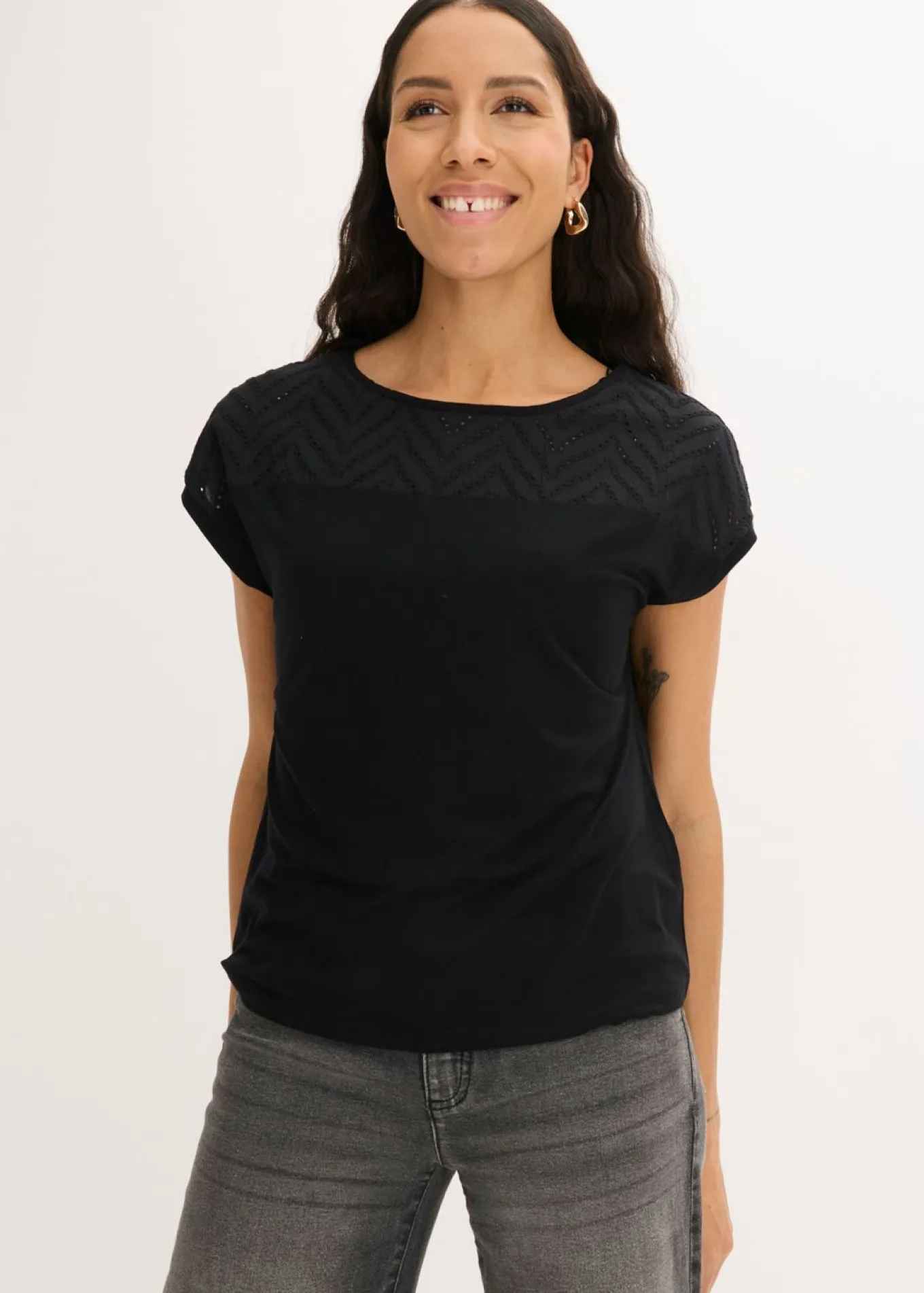 Camiseta de encaje de viscosa suave